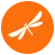 logo orange avec libellule blanche